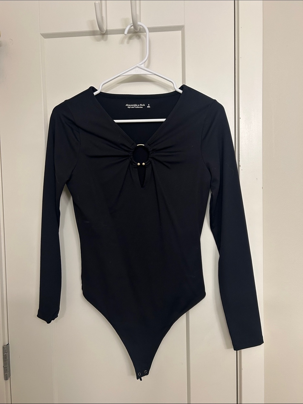 Abercrombie & Fitch Black Long Sleeve Ring-Detail Bodysuit